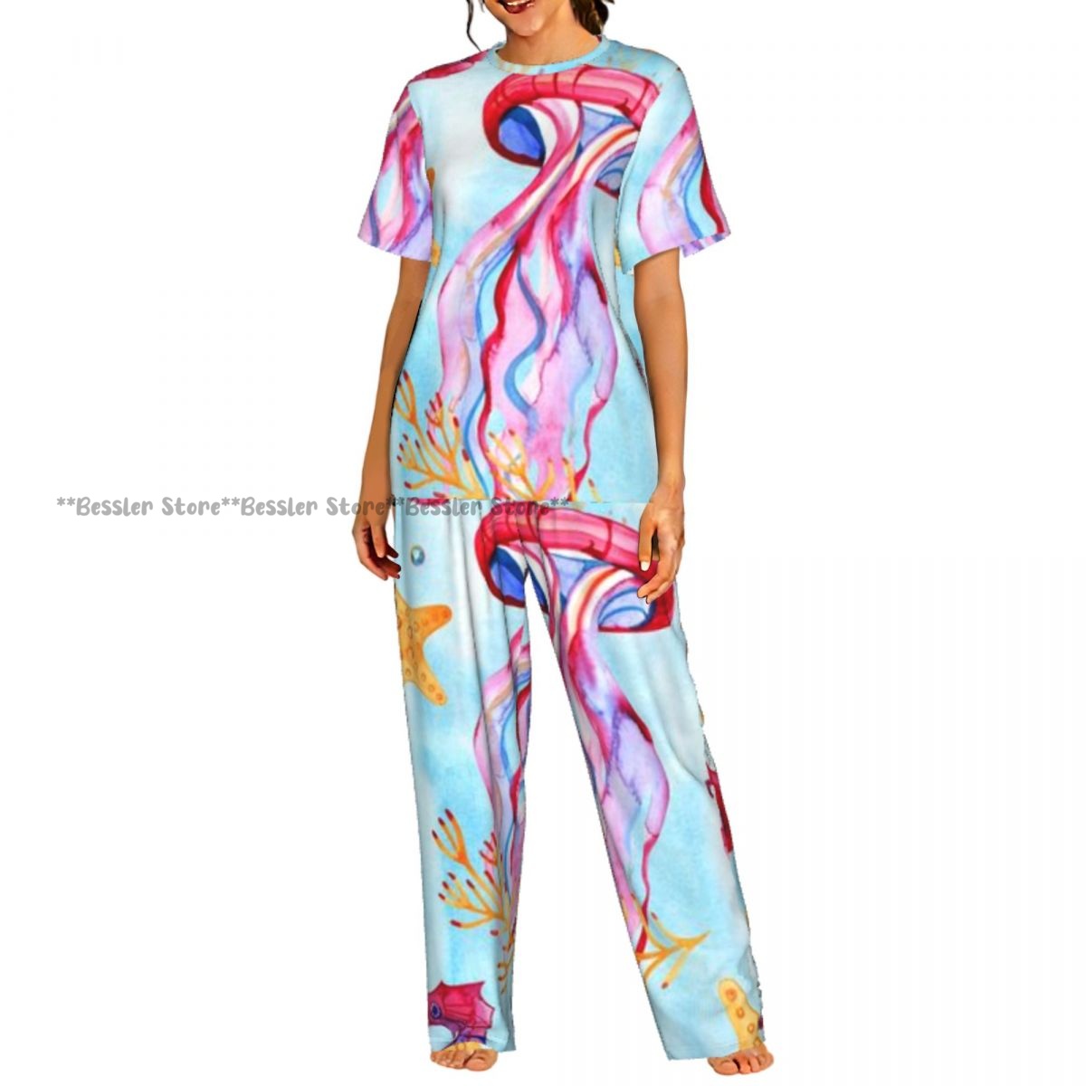 Aquarium Fish Exotic - Conjunto feminino de 2 peças, pijama