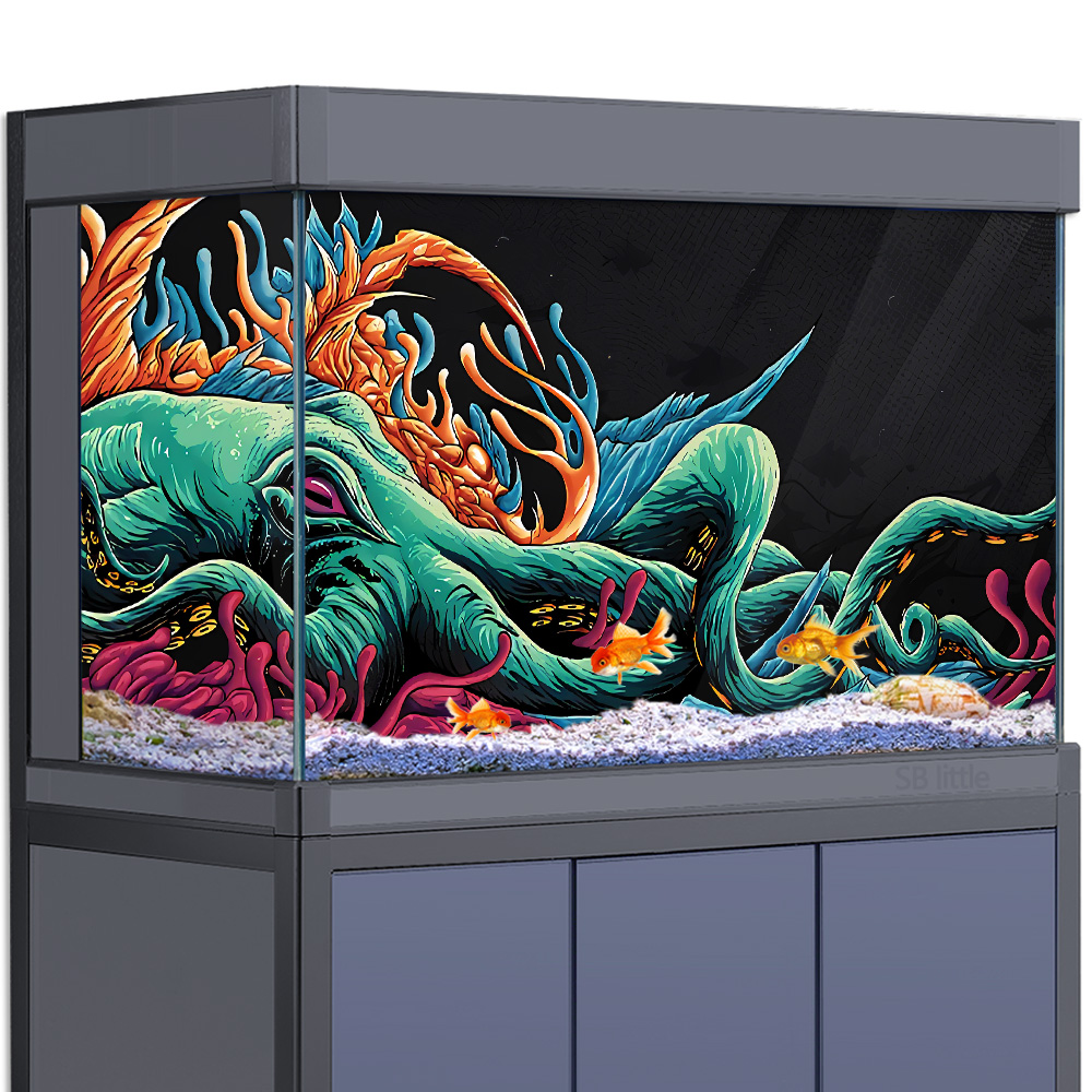 Aquarium Fish Monster - Adesivo de fundo de aquário-polpo monstro
