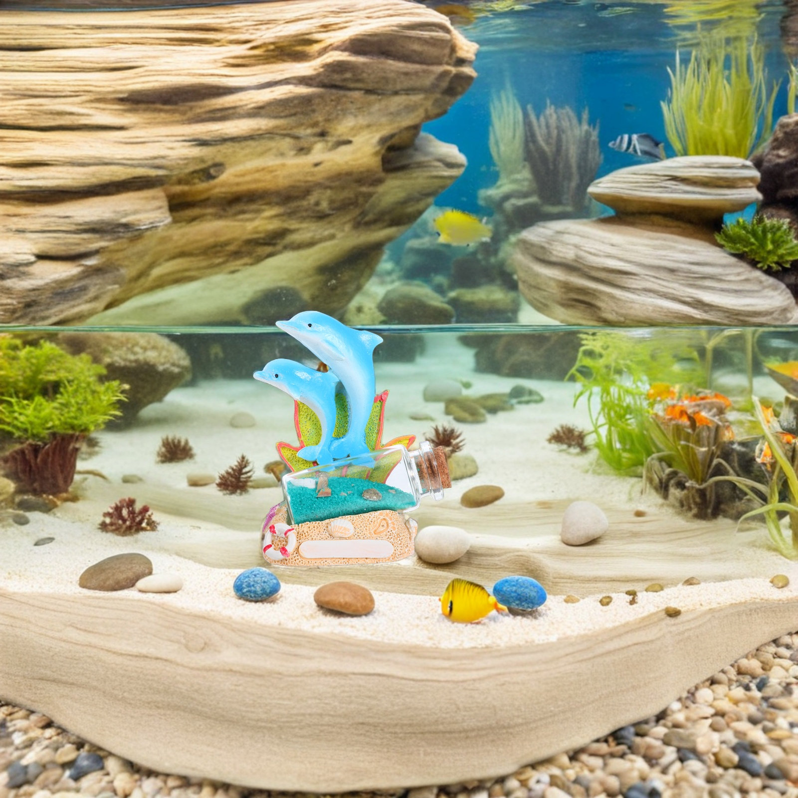 Aquarium Fish Dolphin - Escultura de Golfinho, Garrafa Decorativa, Areia