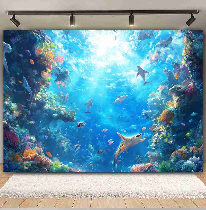 Mundo subaquático fundo para f - Aquarium Fish Dolphin avaliação e preço
