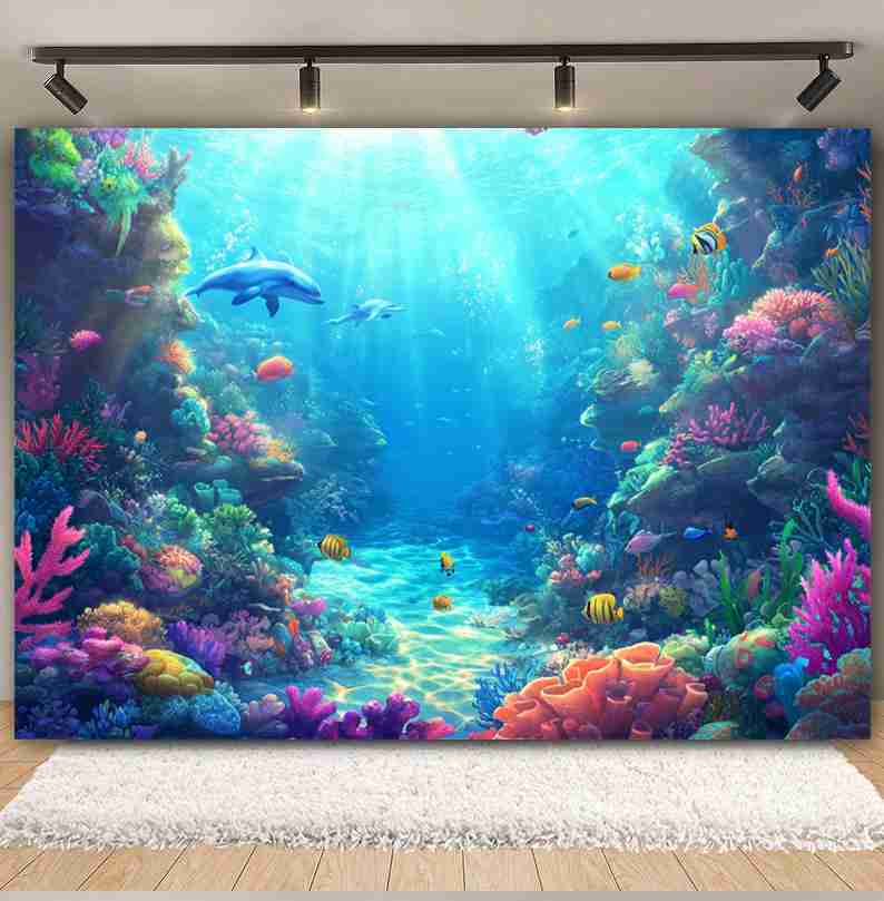 Mundo subaquático fundo para f - Aquarium Fish Dolphin avaliação e preço