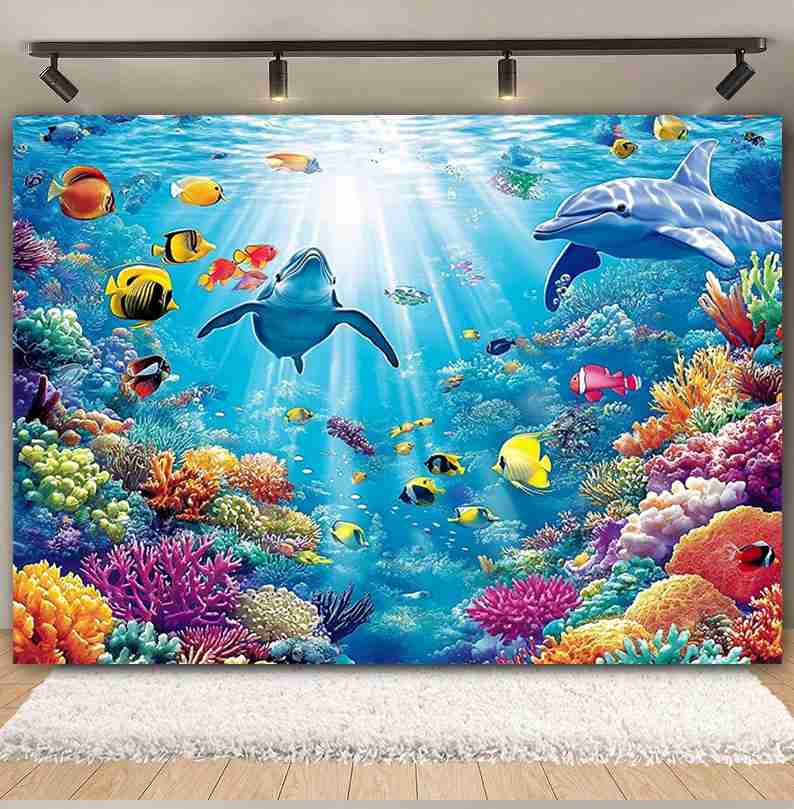 Mundo subaquático fundo para f - Aquarium Fish Dolphin avaliação e preço